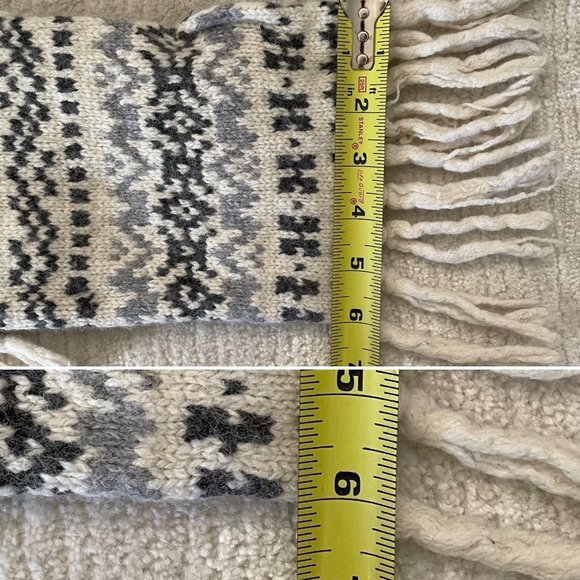 H&M Knit Double Thick Scarf Muffler Jacquard Scandinavian Design 68" x 6" - Picture 6 of 9